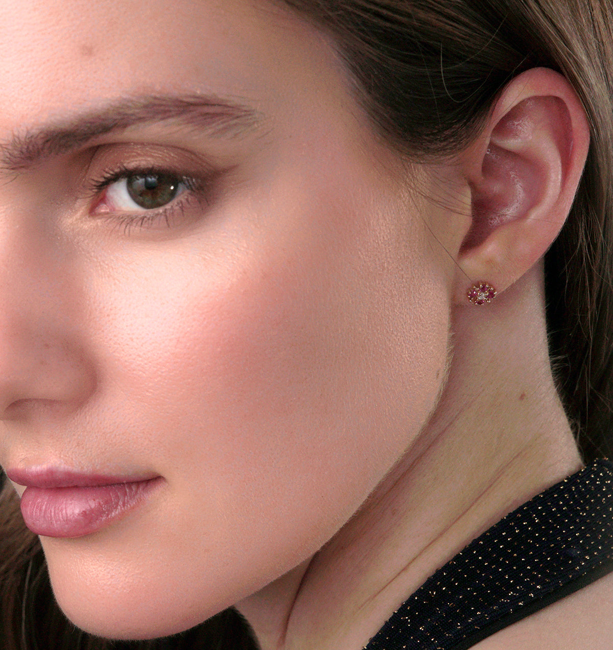 Ruby 0.40CT And Diamond 9K Yellow Gold Earrings